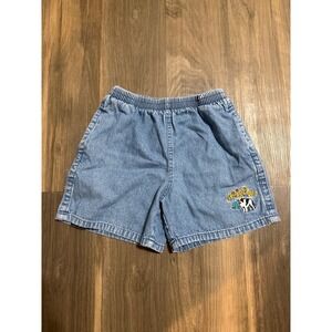 VTG 90's Little Big Dogs Kids Embroidered Pull On Denim Shorts Small 7/8